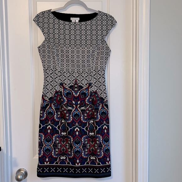 ⚡️ 3 for $30 ⚡️ London Times Scroll/Geometric Print Dress - Picture 1 of 11